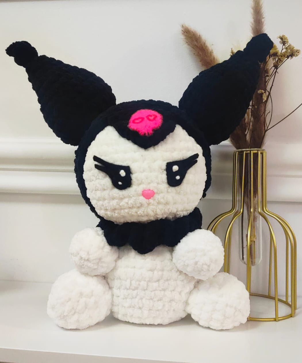 Jucărie Croșetată Kuromi din Pluș | Amigurumi Handmade 35cm - imagine 2