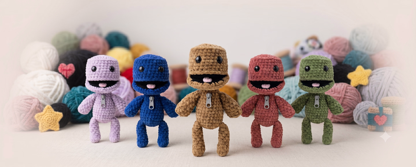 Din lumea jocurilor video, direct în brațele tale: Descoperă-l pe Sackboy croșetat din pluș!